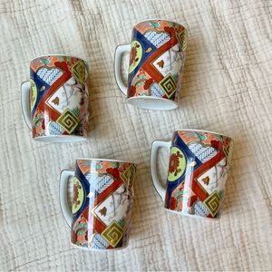 Neiman Marcus | SET Blue Red Japanese Imar Abstract Coffee Mugs Set of 4